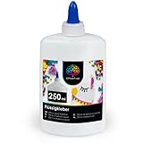 TRANSPARENTE - Pegamento OfficeTree de 250 Mililitros para manualidades, color transparente cuando está seco, a base de agua, sin disolventes, soluble en agua