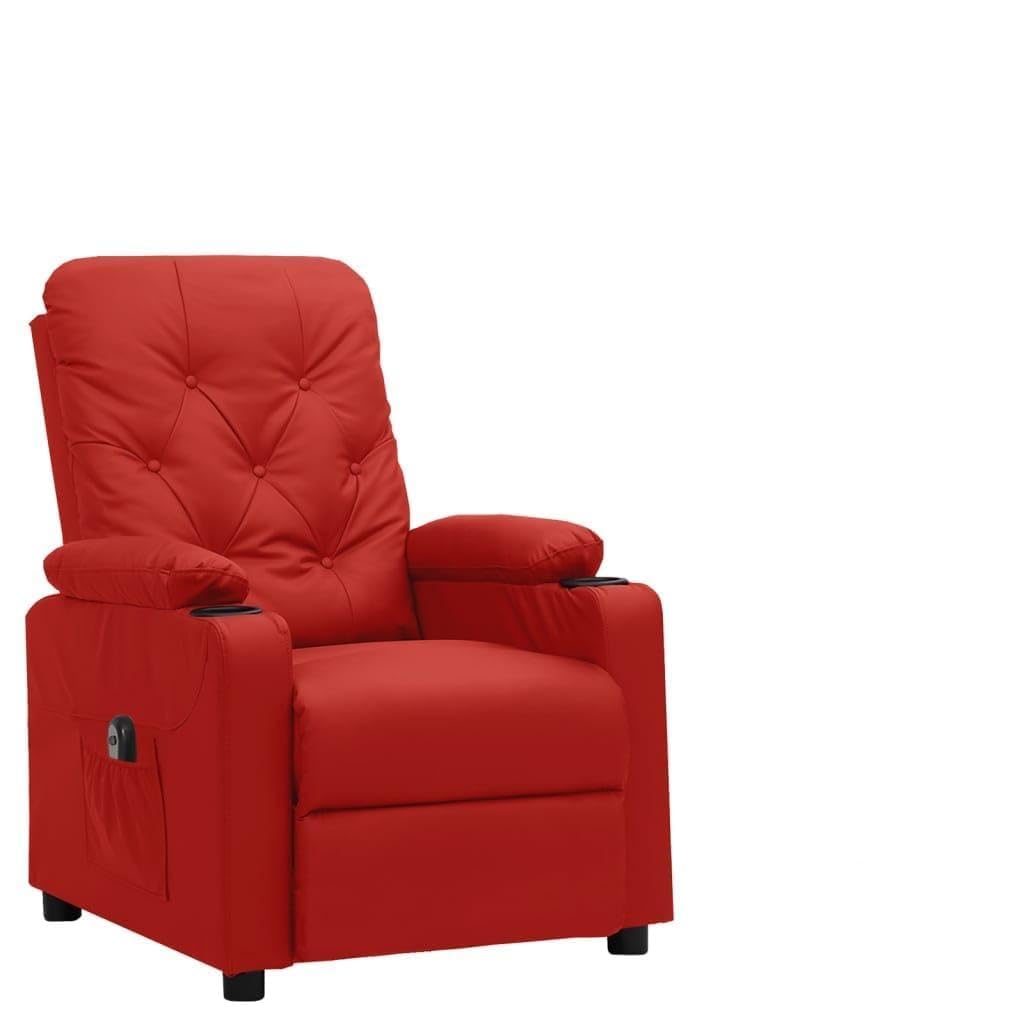 Poltrona relax elettrica rosso vinaccia ecopelle con 3 posizioni