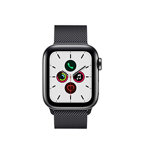 Image of Apple Watch Series 5 (GPS + Cellular, 40mm) - Space Black Stainless Steel Case with Black Milanese Loop