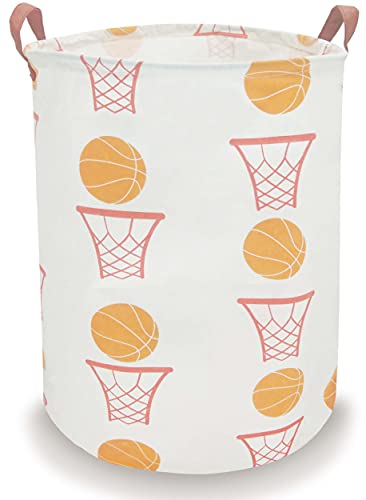 BOOHIT Cotton Fabric Storage Bin,Collapsible Laundry Basket-Waterproof Large Storage baskets,Toy Organizer,Home Decor (basketball)