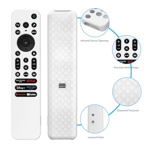 Image of Silicone Cover Case Compatible with Sony Bravia Smart Tv 2023 2024 2025 Voice Remote RMF-TX910U (White) [Remote NOT Included]