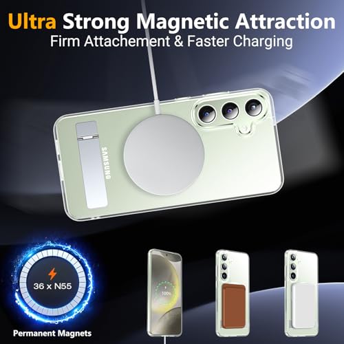 Image of SPIDERCASE Magnetic for Samsung Galaxy S24 Plus Case, [3 Stand Ways][ Military Grade Drop Protection] with Invisible Stand Shockproof Slim Case for Samsung Galaxy S24 Plus 6.7 inch, Clear