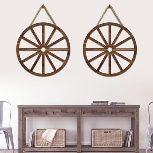 Roues en Bois Vintage Décoration Murale Rustique Solide Bar - 7