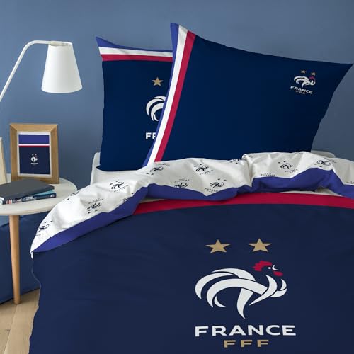 FFF Drapeau Parure de Lit Enfant | 100% Coton | Oeko-TEX | Housse de Couette 1 Personne 140x200 cm...