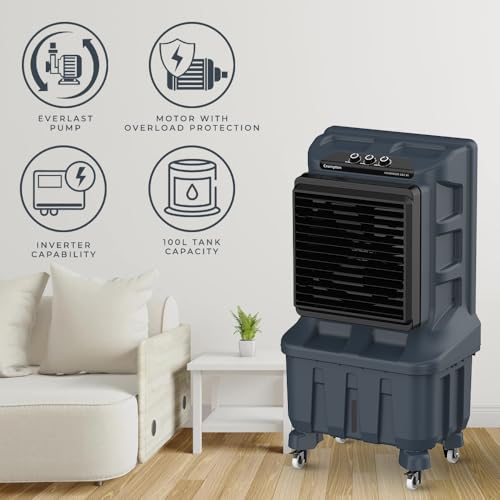 Image of Crompton Indibreeze 100 L Industrial Desert Cooler| Honeycomb pad| Auto fill| Water level indicator| 4 way Air deflection| Cooling mode & Auto Swing |Everlast Pump| 3 Year Brand Warranty