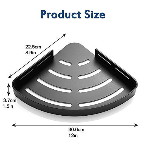 GERUIKE Sprchový regál bez vrtání, sprchová police, černý rohový regál, trojúhelný sprchový koš, regál do koupelny bez vrtání, koupelnový regál, rohový regál do koupelny, kuchyně, na toaletu, hliník, 2 kusy