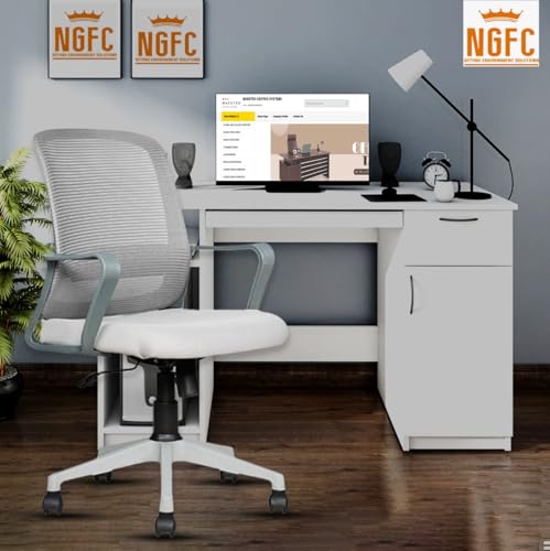 Image of NGFC Mesh Mid Back Ergonomic Work from Home Office Desk Chair, Study Chair, Revolving Chair, Computer Chair, Ergonomic Lumbar Support, Tilt Lock Mechanism (2, Grey)