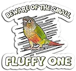 Green Cheek Conure Beware of - Sticker Graphic - Auto, Wall, Laptop, Cell, Truck Sticker for Windows, Cars, Trucks