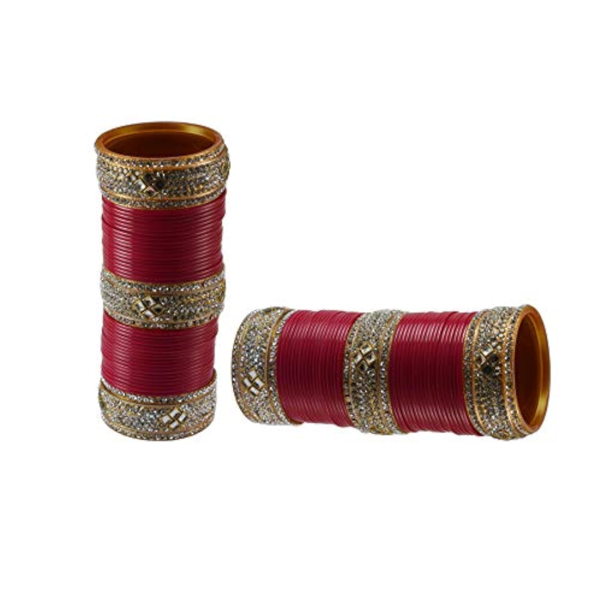 Maroon Acrylic Stone Stud Bangle Pack of 90, Extra Large