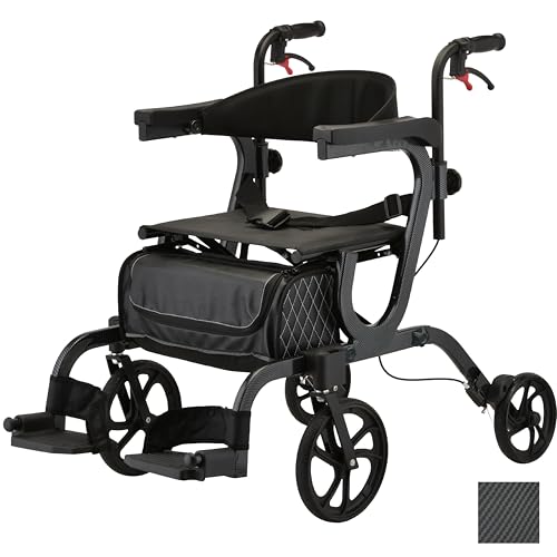 NOVA 2-in-1 Rollator & Transport Wheelchair for Seniors, Lightwei...