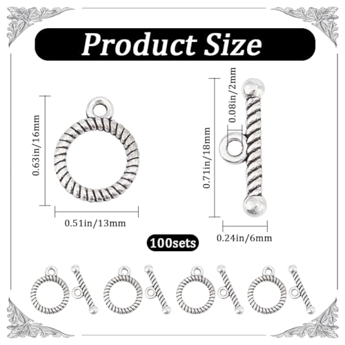 SUNNYCLUE 1 Box 100 Sets Toggle Clasps Toggle Jewellery Clasps Toggle Bracelet Clasps T Bar Clasp Closure Clasps Fastener Hook Toggle Connectors for Jewellery Making Clasps Bracelets Necklace DIY - Image 2