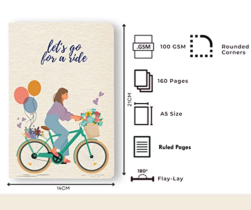Image of BOUND N FOUND 90 GSM A5 Journal: 160 Pages | Ruled | (Let's Go For A Ride)