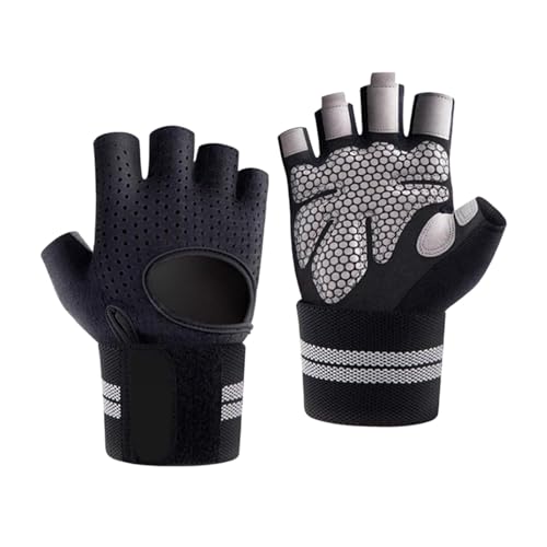 Aosekaa Workout Gloves Training Mitts Comfortable Yoga Gloves Half Finger Gloves for Weightlifting Women Men Summer Indoor Pull Ups, L