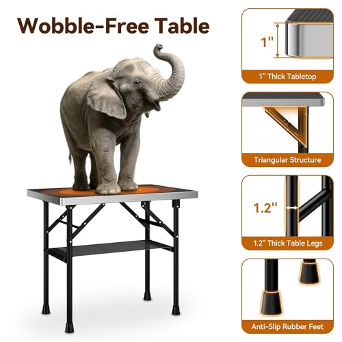 Image of Dog Grooming Table with Arm, Hammock, Nooses, 35.5 inchLx23.6 inchW Tabletop