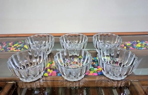 Image of Glassbunny Glass Serving Bowls, Multipurpose Bowls for Ice Cream, Dessert, Fruit, Sweets, Dry Fruits, Cereals, Glass Katori for Kitchen, Restaurant, Home Decor, Showpieces - Pack of 6 Piece, 150ML