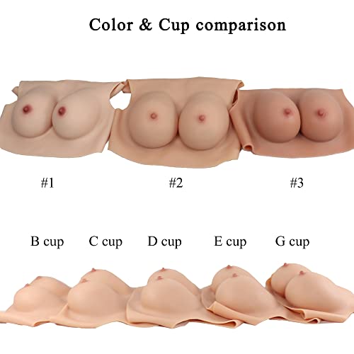 Crossdresser Silicone Breast Forms Fake Boobs Breastplate for Drag Queen Transgender B-I Cup (Silicone-Filled Breast Plate)3