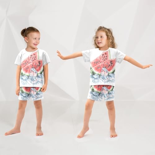 Pajama Sets Watermelon Ice Cubes Short Sleeve Summer Sleepwear 2 Piece Pjs4