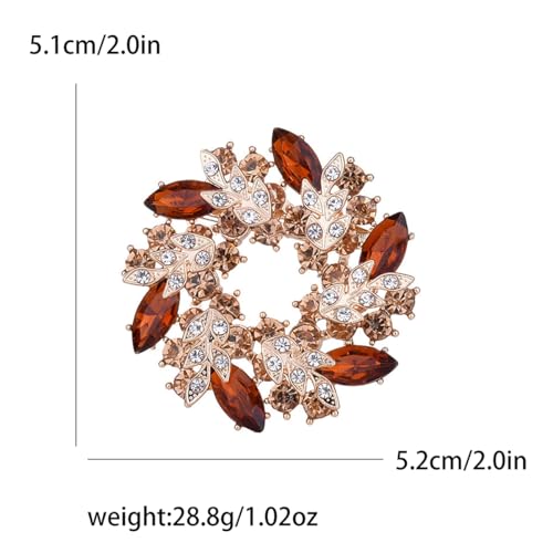 Image of Rhinestone Flower Brooch for Women Crystal Wreath Brooch Pin Stylish Big Flower Brooch Rhinestone Crystal Bauhinia Flower Wreath Brooch Elegant Clothing Hat Bag Accessories Christmas Wedding Bridal Birthday Jewelry