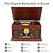 FEKTIK Bluetooth Record Player 10 in 1, 3-Speed Turntable for Vinyl with Speakers, LP to MP3 Converter, CD, Cassette Player, FM Radio, Wireless Streaming | Mahogany