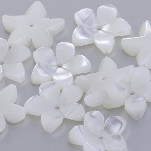 Rosebeading 10mm nácar concha forma única tallada flor de concha agujero central 1mm Shell fabricación de joyas, se vende 6 piezas/lote, blanco Cover