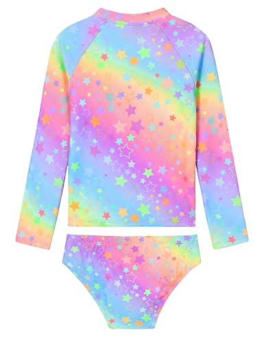 Image of Girls Rash Guard Swimsuit Two Pieces Adorable Swimswear Quick Dry Bathing Suit Long Sleeve