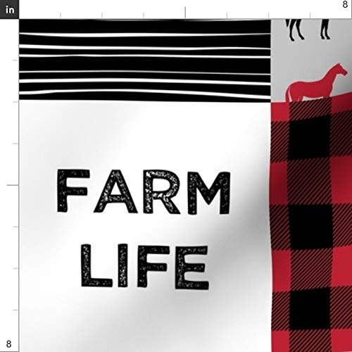 Spoonflower Fabric - Farm Life Wholecloth Black Red Wood Grain Farming Nursery Patchwork Printed On Fleece Fabric By The Yard - Sewing Blankets Loungewear And No-Sew Projects #TOP2