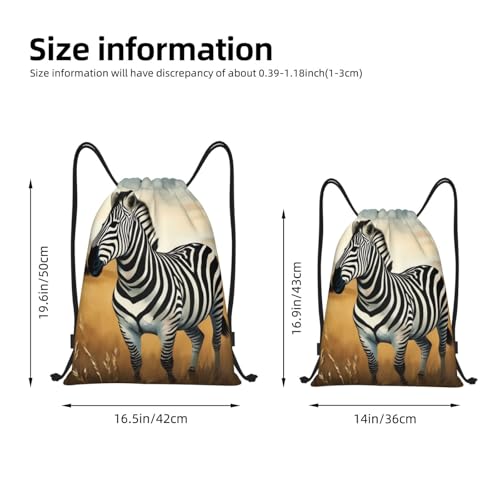 Zebra Wild Animal Drawstring Backpack Lightweight Sports Gym Bag With Adjustable Shoulder Straps For Fitness Yoga Travel Soccer Volleyball Medium4