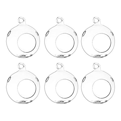 Orqihod 6PCS Hanging Glass Planter 4.7" Round Air Plant Terrarium Globe Kit for Succulent, Candle Tea Light Holder, Glass Outdoor Garden Decor(Not Included The Plants) Cover