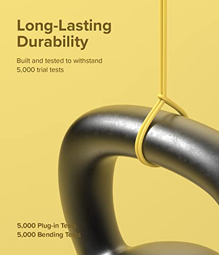 Cordon Lightning USB C jaune Ringke 2m idéal pour charger l'iPhone au lit