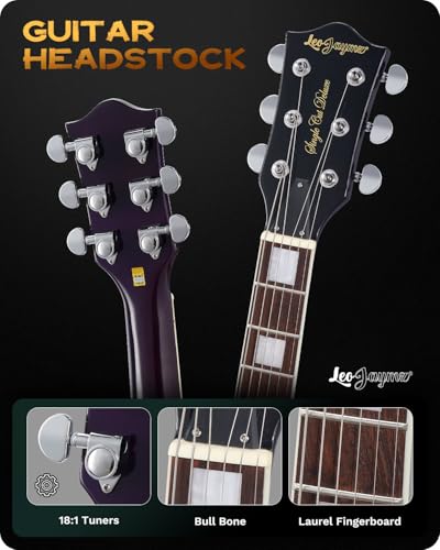 leo jaymz sc series electric guitar  mahogany body laurel fingerboard dual humbuckers stainless steel frets tune-o-matic bridge c neck 181 tuners violet flame