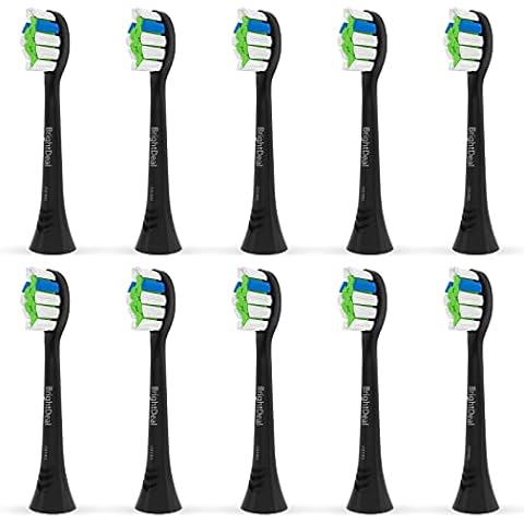 Replacement Toothbrush Heads for Philips Sonicare - Electric Replacement Brush Heads Compatible with Sonicare Protectiveclean, HealthyWhite, FlexCare, EasyClean, 10 Pack Black Cover