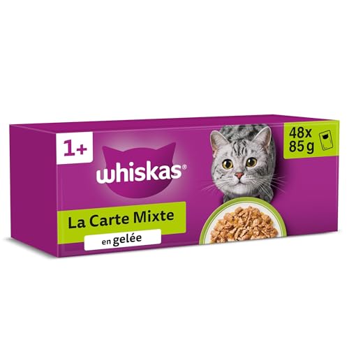 WHISKAS Repas - 48 Sachets Fraîcheur - La Carte Mixte (4 variétés) - Pâtée pour Chat Adulte en...