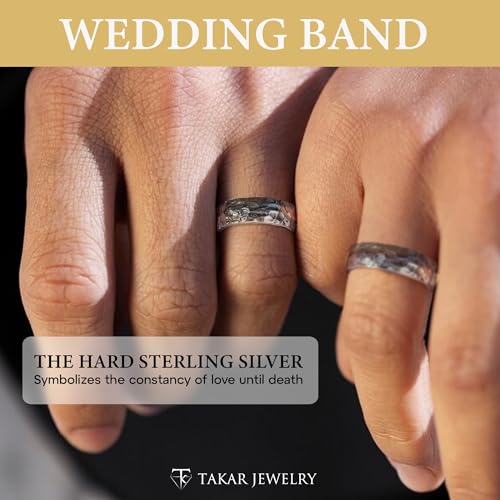 Hammered Sterling Silver Rings for Men and Women - 7mm Wide .925 Silver Bands in Small to Large Sizes - Comfortable Bands - Every Day Wear Hammered Band Ring - Christmas Gift Made In USA4