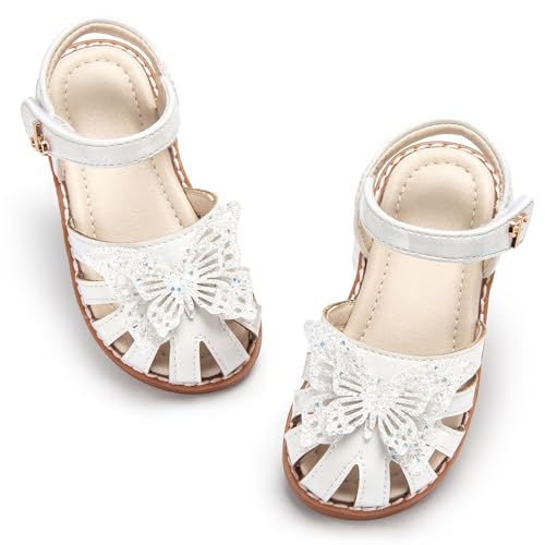 Image of THEE BRON Toddler Girls Closed-Toe Sandals Sweet Retro Cutout Summer Dress Shoes