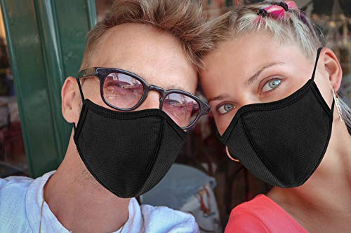 comfso 5 Pack (Large Size) 3Layer Face Masks with Adjustable Ear Loop Reusable and Washable Dust proof Cloth Mouth Protector for Women and Men - Image 3