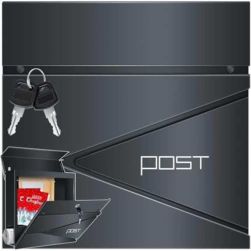 KESSER® Briefkasten mit Zeitungsfach Wandmontage Wandbriefkasten Edelstahl, 2X Schlüssel abschließbar, Moderner Postkasten Zeitungsrolle, inkl. Montagematerial, Softclose-Deckel, Anthrazit