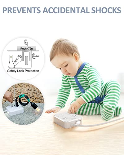 Ipx6 Outdoor Power Strip Weatherproof, Waterproof Surge Protector With 4 Wide Outlet With 3 Usb Ports, 10Ft Long Extension Cord, Wall Mountable For Outside Decorations And More Ul Listed(White) #TOP4