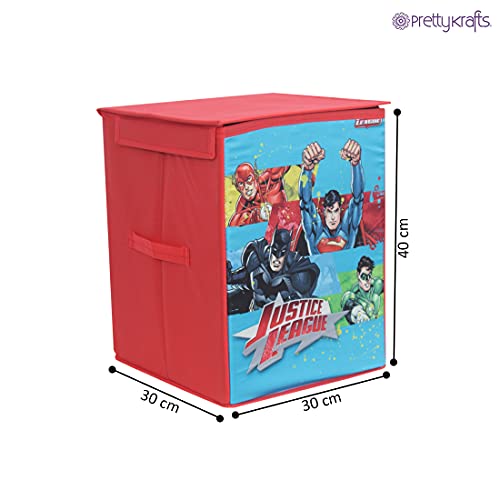 Image of Justice League Toys Organizer Storage Box with Top Lid for Baby Boy's and Baby Girl's,(Pack of 1) Red