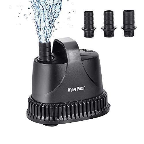 ERWEY Pompe à Eau Aquarium Pompe à Eau Silencieuse 40W 3000L/H Pompe Submersible pour Poisson Aquarium Bassin Etang Fontaine Piscine avec 3 Buses
