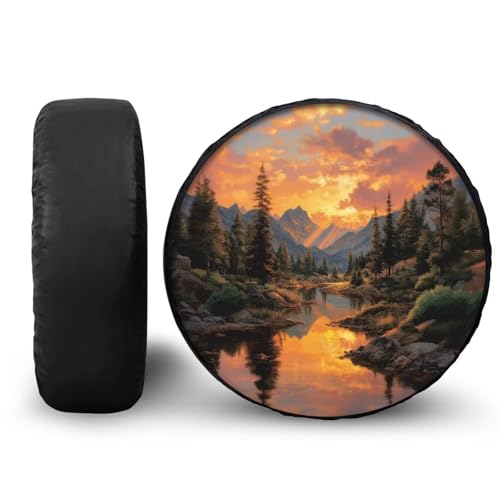 Image of Pensura Spare Tire Cover Pretty Scenery Wheel Protectors Waterproof Tire Covers Camping Wheel Covers Universal Fit for Trailer SUV Truck Camper Travel Trailers 14-19 inch