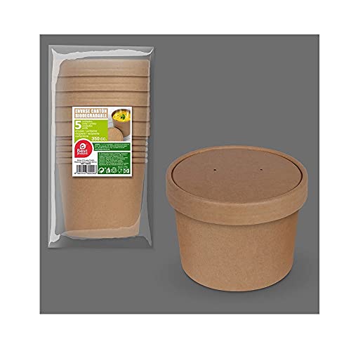 BESTGREEN 5 RÉCIPIENTS Carton BIODÉGRADABLE 350 CC - Kraft Cover