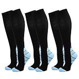 COMPRESIÓN GRADUAL REAL: la compresión de los calcetines se reduce gradualmente desde el tobillo hasta la rodilla (20-30 mmHg). Esto proporciona soporte para la pantorrilla y promueve un mayor flujo de sangre, lo que resulta en un mayor flujo de oxígeno a los músculos de las piernas, ayudando a prevenir los espasmos y reducir la fatiga.