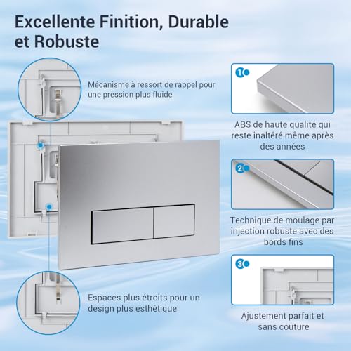 Mendorio Plaque de Commande WC pour Geberit Sigma 01/20/30,Argenté Mat – vue 3