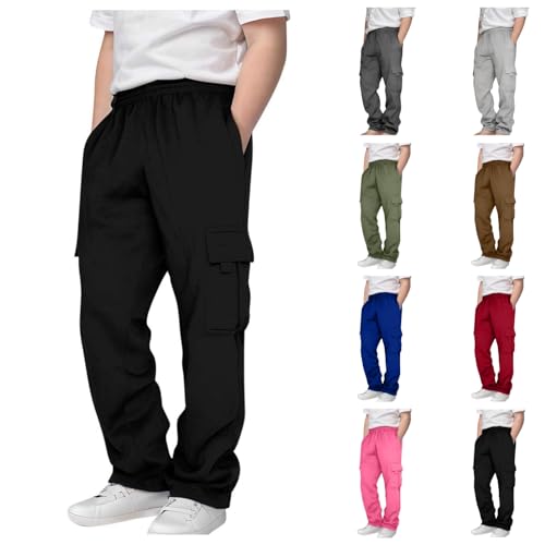 Cargo Sweatpants for Boys Fleece Elastic Waist Baggy Joggers Casual Workout Athletic Trouser Sweat Pants with Pockets