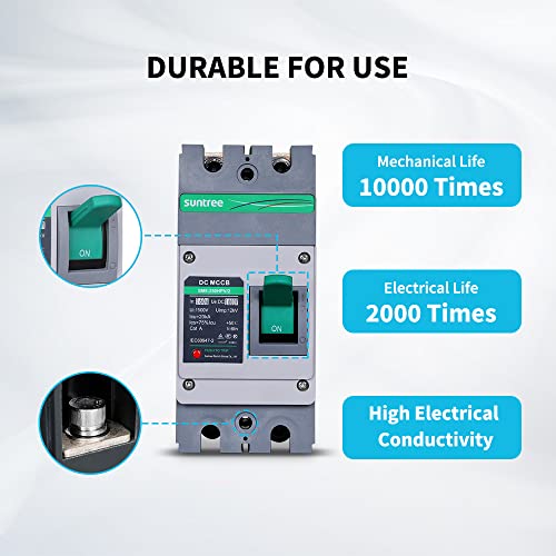 Suntree 160 Amp 2-Pole Dc Circuit Breaker For Off-Grid Solar System, Molded Case #TOP3