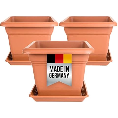 3er Set Pflanzkübel Groß Aussen, Blumentopf Gross 48cm, Pflanzentopf Blumentopf mit Untersetzer, Pflanzkübel Kunststoff Cover