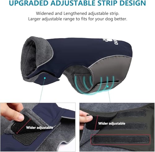 IREENUO Wasserdichter Hundemantel, Hundejacke Winter Winddichter Warmer Hunderegenmantel für Mittelgroße bis Große Hunde mit Sicheren Reflexstreifen und Verstellbarem Brustriemen (XL, Blue)