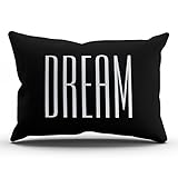 KEIBIKE Personalized Dream Quotes Chic Rectangle Decorative Lumbar Pillowcases Black and White Art...