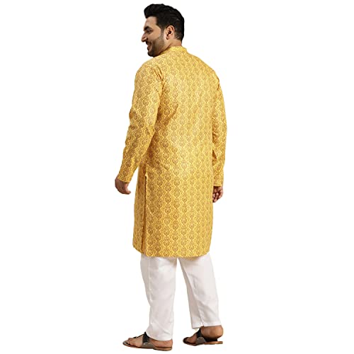 Sojanya Plus (Since1958) Men's Cotton Blend Navy Blue and Black Printed Kurta and White Pyjama Set3
