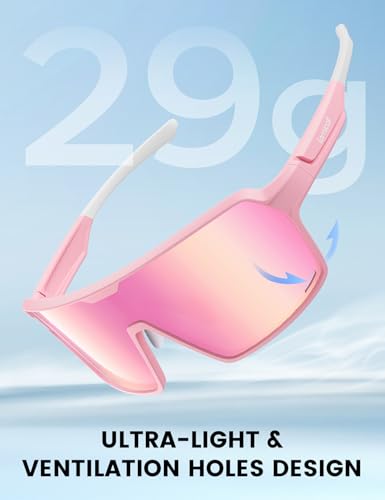Lunettes de soleil polarisées cyclisme Lamicall TR90 rose ultra-légère
